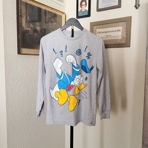 Disney Store Angry Donald Duck Graphic Long Sleeves Shirt